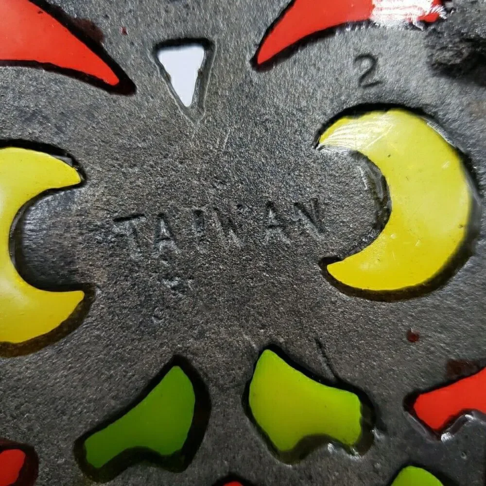 Vtg OWL Trivet Cast Metal Stained Glass Hot Plate Kitchen Kitsch Pot Rest Taiwan